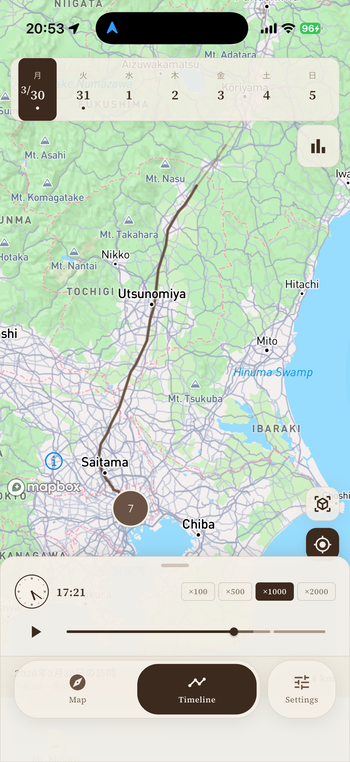タイムライン軌跡再生